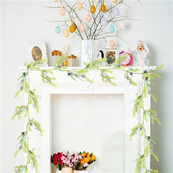 6 FT Easter Garland, Lighted Artificial Garlands with Egg, 20 LED Lights - Picture 4 of 10